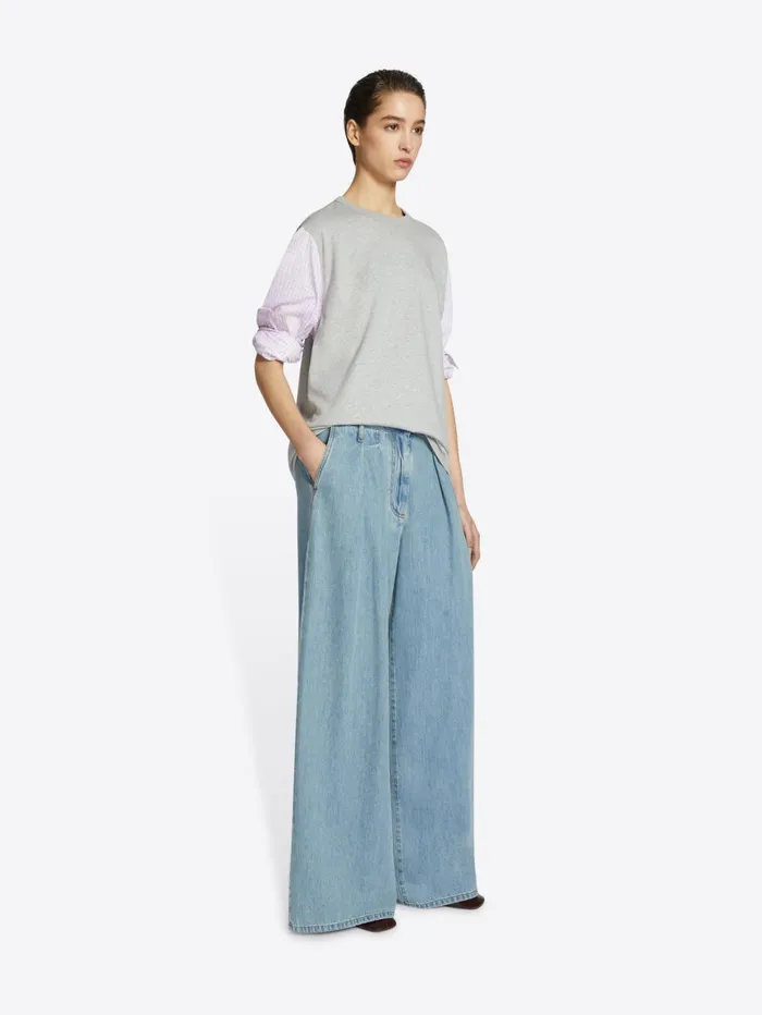 Women Dries Van Noten Pants Wide Pleated Jeans