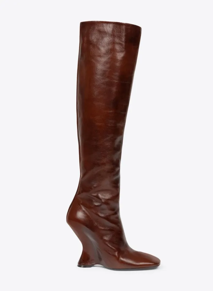 Women Dries Van Noten Shoes Leather Wedge Boots