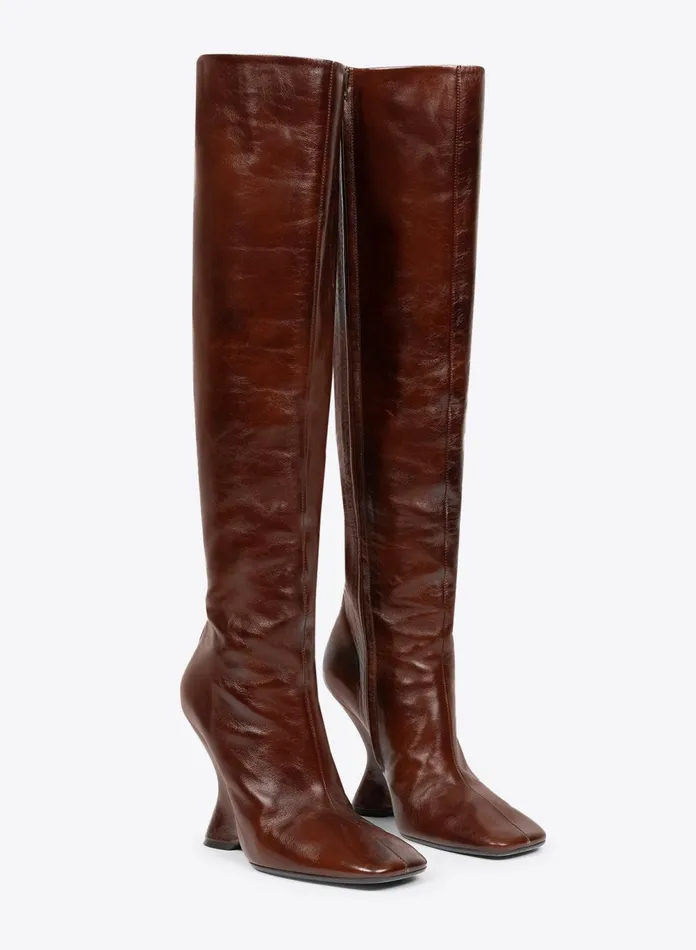 Women Dries Van Noten Shoes Leather Wedge Boots