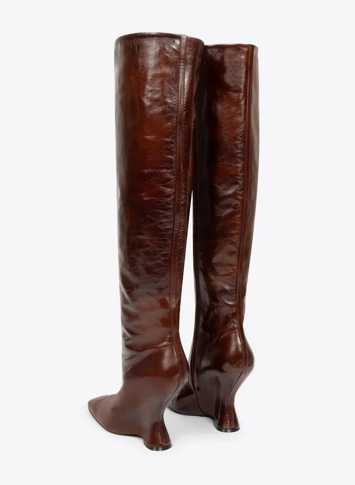 Women Dries Van Noten Shoes Leather Wedge Boots