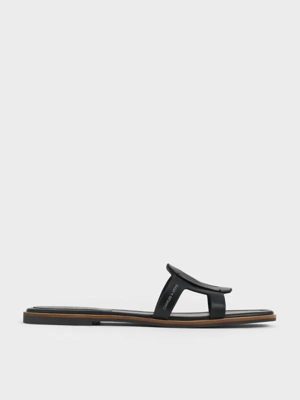 Women Easley CutOut Slide Sandals 8211 Black CHARLES and KEITH Sandals
