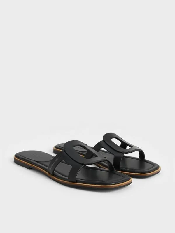 Women Easley CutOut Slide Sandals 8211 Black CHARLES and KEITH Sandals