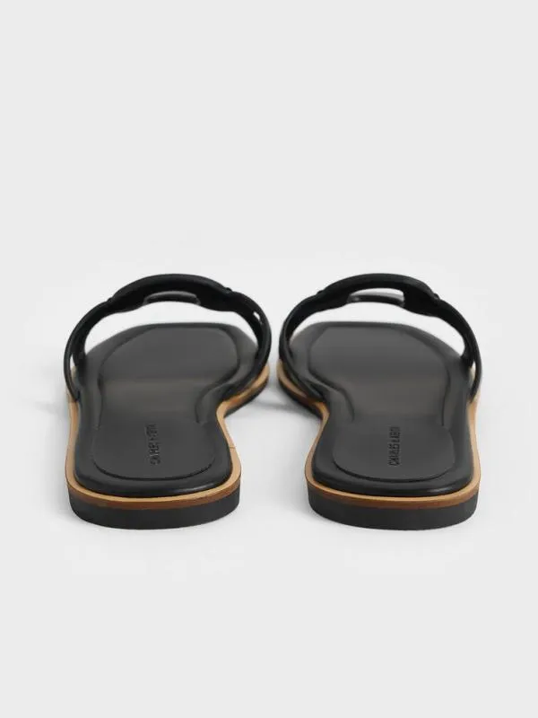 Women Easley CutOut Slide Sandals 8211 Black CHARLES and KEITH Sandals