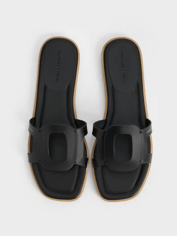 Women Easley CutOut Slide Sandals 8211 Black CHARLES and KEITH Sandals