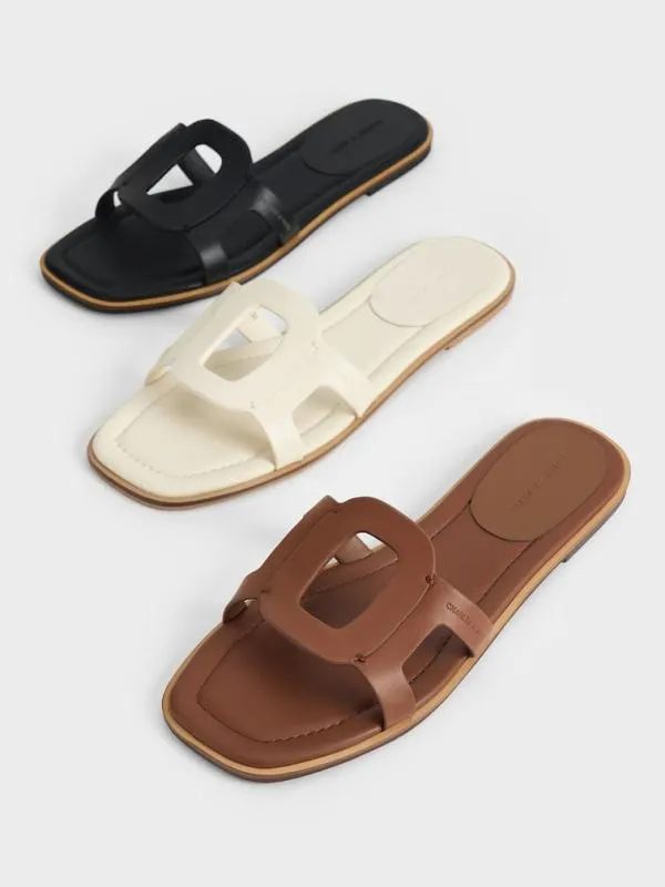 Women Easley CutOut Slide Sandals 8211 Black CHARLES and KEITH Sandals