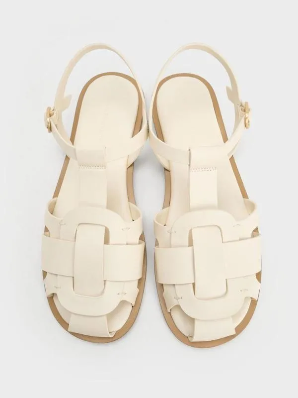 Women Easley TBar Caged Sandals 8211 Chalk CHARLES and KEITH Sandals
