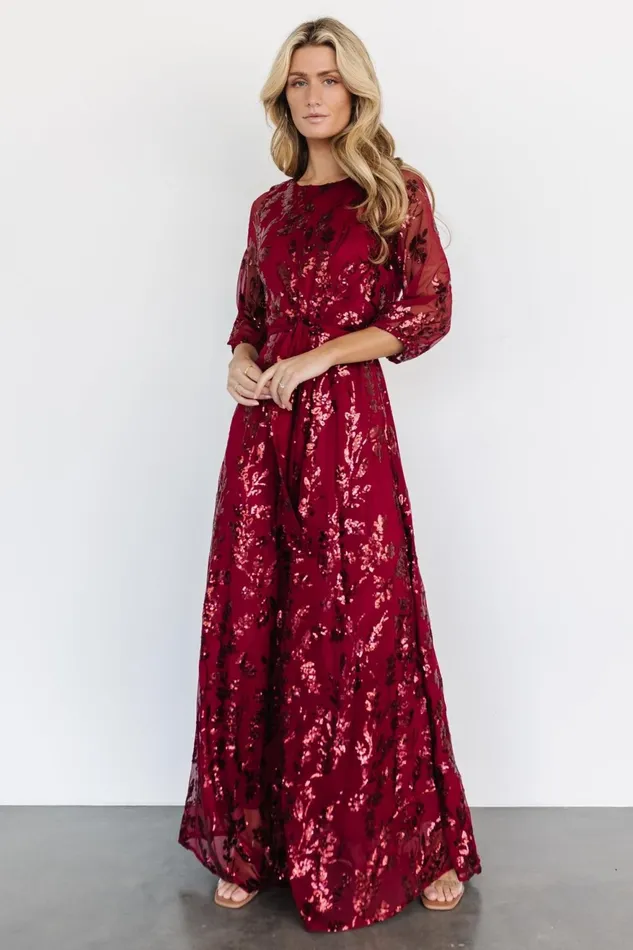 Women Embellished Sequin Baltic Born Destiny Sequin Maxi Dress Wine Women Embellished Sequin Baltic Born Destiny Sequin Maxi Dress Wine
