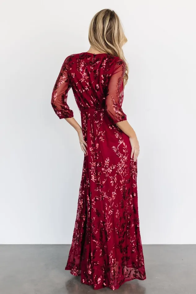 Women Embellished Sequin Baltic Born Destiny Sequin Maxi Dress Wine Women Embellished Sequin Baltic Born Destiny Sequin Maxi Dress Wine