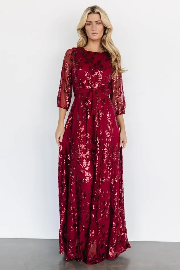 Women Embellished Sequin Baltic Born Destiny Sequin Maxi Dress Wine Women Embellished Sequin Baltic Born Destiny Sequin Maxi Dress Wine