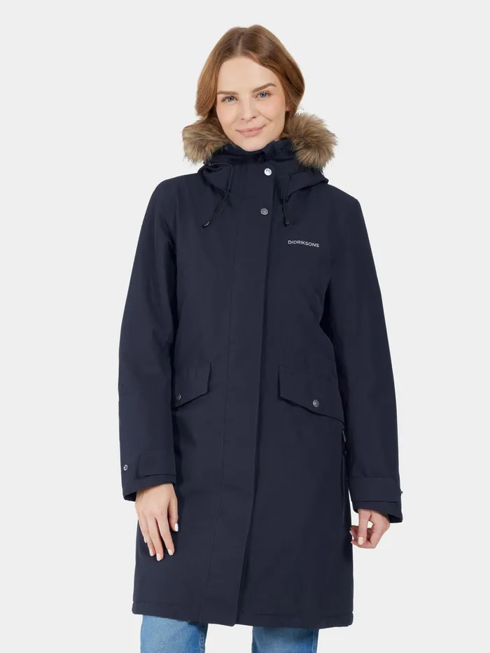 Women Erika Parka Dark Night Blue Didriksons Autumn Jackets
