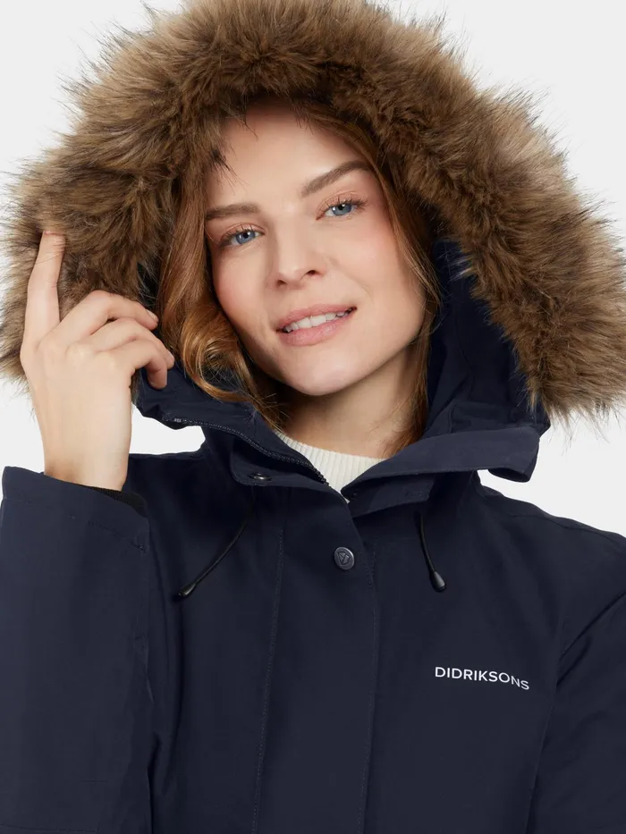 Women Erika Parka Dark Night Blue Didriksons Autumn Jackets