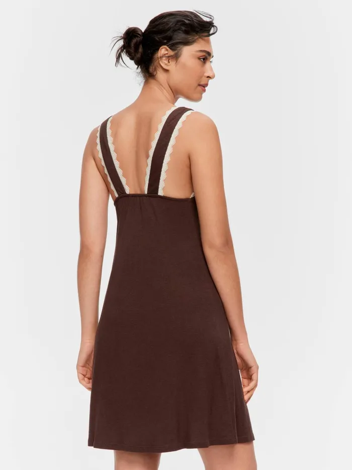 Women Espresso Linen Lace Nightie Multi Peter Alexander Nighties
