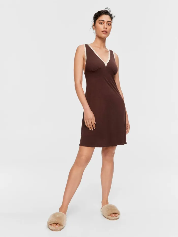 Women Espresso Linen Lace Nightie Multi Peter Alexander Nighties