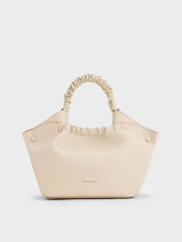 Women Eve RuchedHandle Tote Bag 8211 Beige CHARLES and KEITH Tote Bags