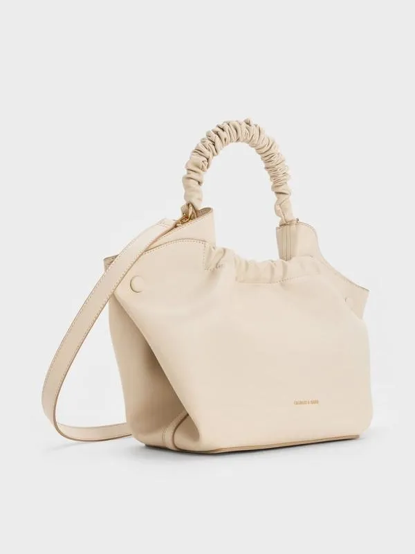 Women Eve RuchedHandle Tote Bag 8211 Beige CHARLES and KEITH Tote Bags