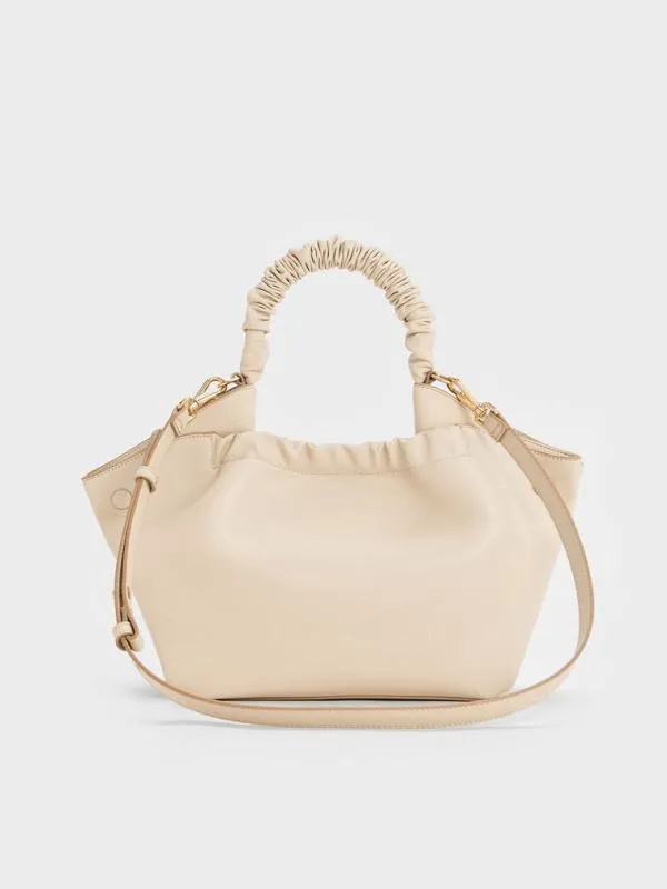 Women Eve RuchedHandle Tote Bag 8211 Beige CHARLES and KEITH Tote Bags