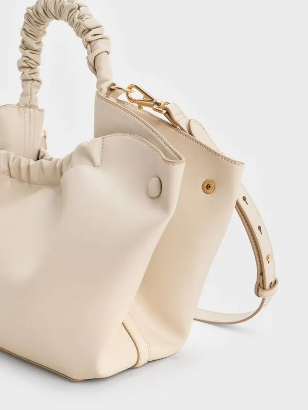 Women Eve RuchedHandle Tote Bag 8211 Beige CHARLES and KEITH Tote Bags
