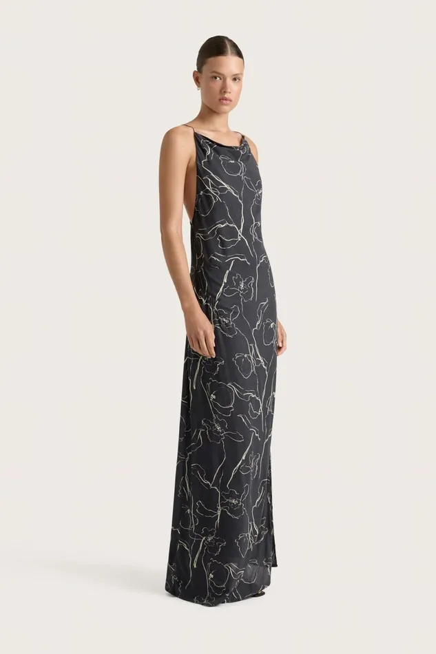 Women Faithfull The Brand Dresses Aurelie Maxi Dress Calla Charred Navy