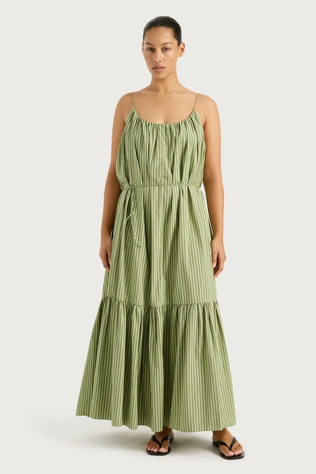 Women Faithfull The Brand Maxi Dresses Elodie Maxi Dress Green Stripe