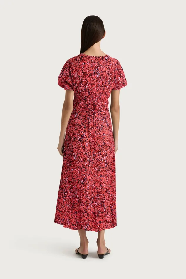 Women Faithfull The Brand Midi Dresses Bellavista Midi Dress Meander Micro Red