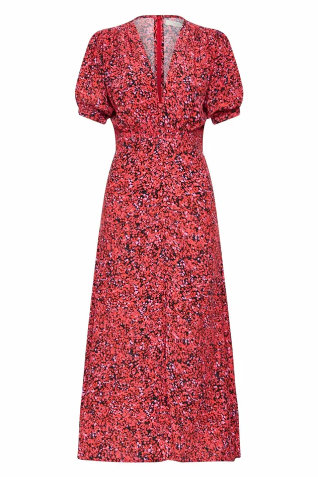 Women Faithfull The Brand Midi Dresses Bellavista Midi Dress Meander Micro Red