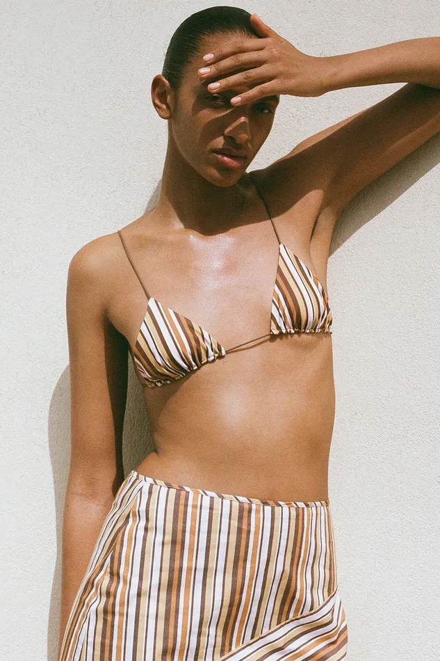Women Faithfull The Brand Swim Elea Bikini Top Terracotta Stripe