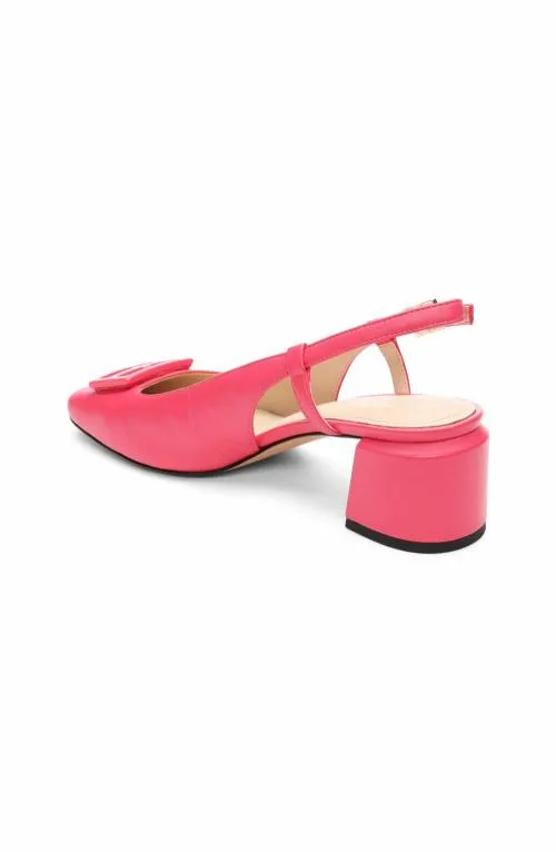 Women Flats Liverpool Los Angeles Getty Slingback With Logo Medallion Pink Punch