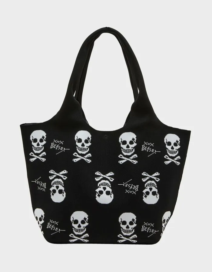 Women FLYKNIT TOTE BLACK WHITE Betsey Johnson