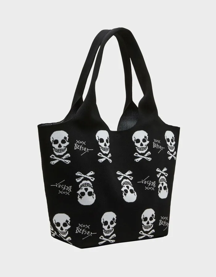 Women FLYKNIT TOTE BLACK WHITE Betsey Johnson Women FLYKNIT TOTE BLACK WHITE Betsey Johnson