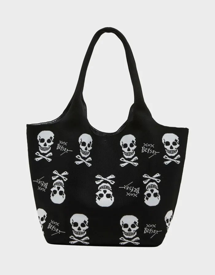 Women FLYKNIT TOTE BLACK WHITE Betsey Johnson Women FLYKNIT TOTE BLACK WHITE Betsey Johnson