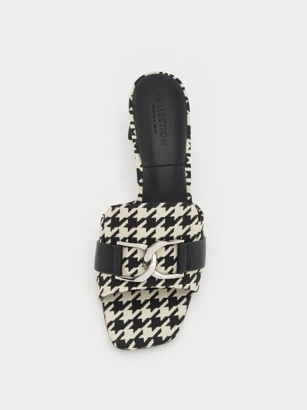 Women Gabine Houndstooth Leather Heeled Mules 8211 Multi CHARLES and KEITH Mules Women Gabine Houndstooth Leather Heeled Mules 8211 Multi CHARLES and KEITH Mules