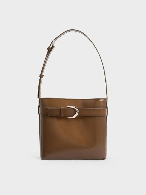 Women Gabine Leather Belted Bucket Bag 8211 Brown CHARLES and KEITH Bucket Bags Women Gabine Leather Belted Bucket Bag 8211 Brown CHARLES and KEITH Bucket Bags