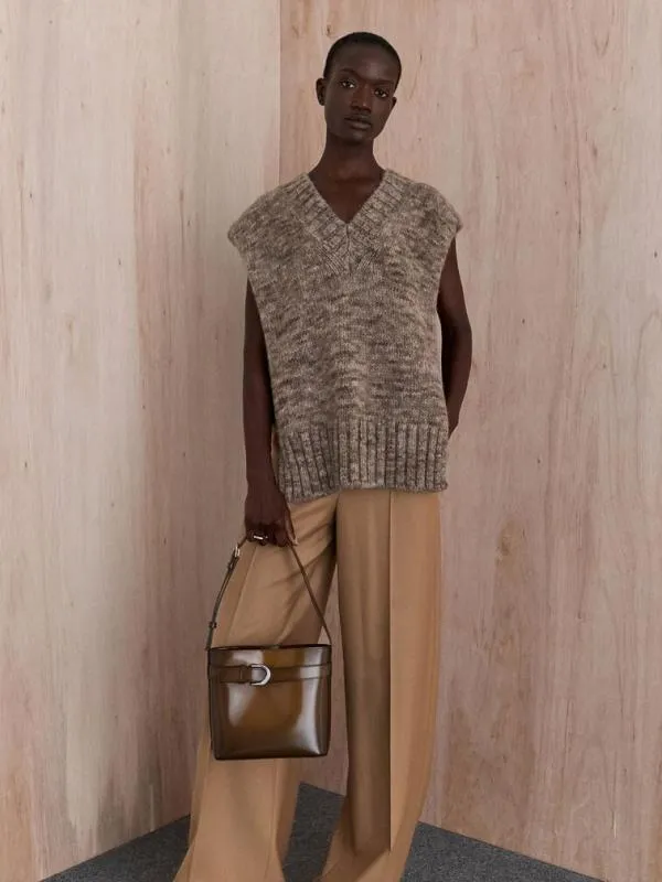 Women Gabine Leather Belted Bucket Bag 8211 Brown CHARLES and KEITH Bucket Bags