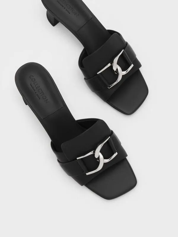 Women Gabine Leather Block Heel Mules 8211 Black CHARLES and KEITH Mules Women Gabine Leather Block Heel Mules 8211 Black CHARLES and KEITH Mules