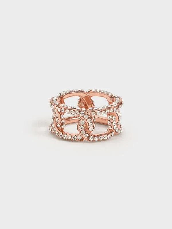 Women Gabine Swarovski Crystal ChainLink Ring 8211 Rose Gold CHARLES and KEITH Rings Women Gabine Swarovski Crystal ChainLink Ring 8211 Rose Gold CHARLES and KEITH Rings