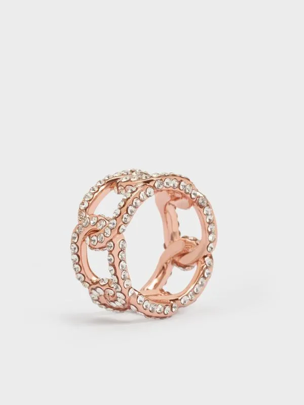 Women Gabine Swarovski Crystal ChainLink Ring 8211 Rose Gold CHARLES and KEITH Rings Women Gabine Swarovski Crystal ChainLink Ring 8211 Rose Gold CHARLES and KEITH Rings