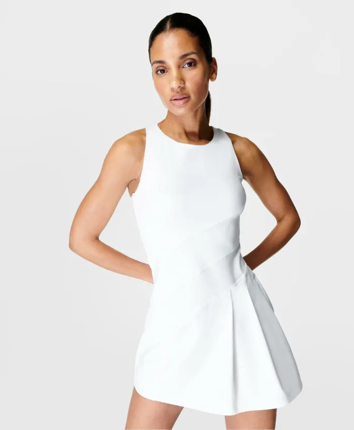 Women Grand Slam Tennis Dress White Sweaty Betty Dresses and Jumpsuits