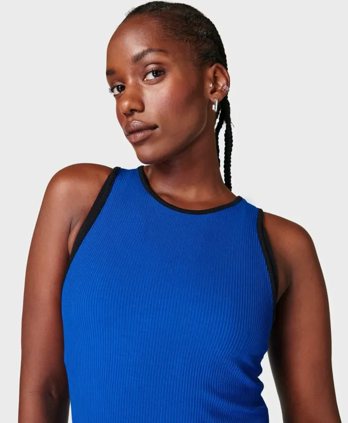 Women Harper Racer Rib Vest Lightning Blue Sweaty Betty Vest Tops