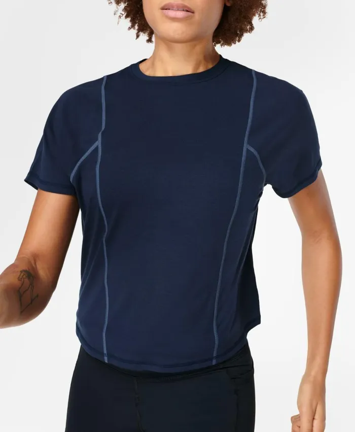 Women Haste Running Short Sleeve Top Navy Blue Sweaty Betty TShirts
