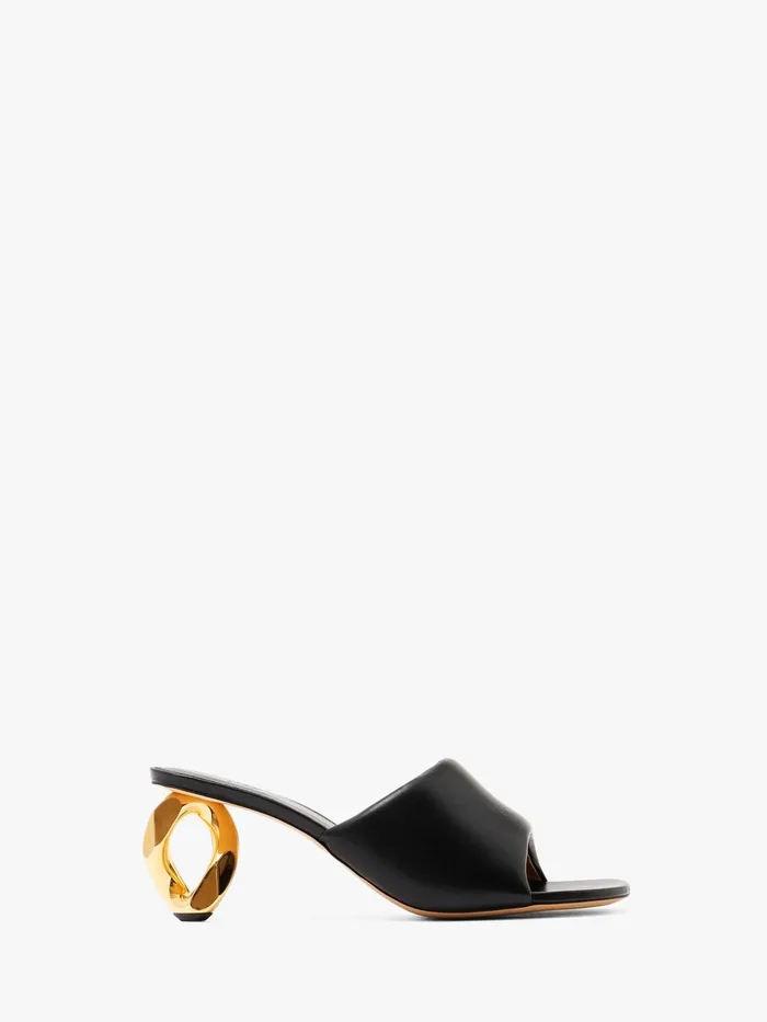 Women Heels JW Anderson CHAIN HEEL LEATHER MULES Black