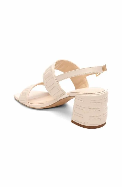 Women Heels Liverpool Los Angeles Lakewood Logo Stitch Slingback With Block Heel Ecru