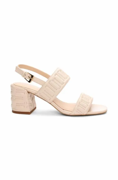 Women Heels Liverpool Los Angeles Lakewood Logo Stitch Slingback With Block Heel Ecru