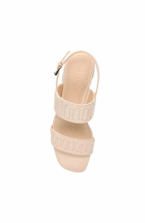 Women Heels Liverpool Los Angeles Lakewood Logo Stitch Slingback With Block Heel Ecru