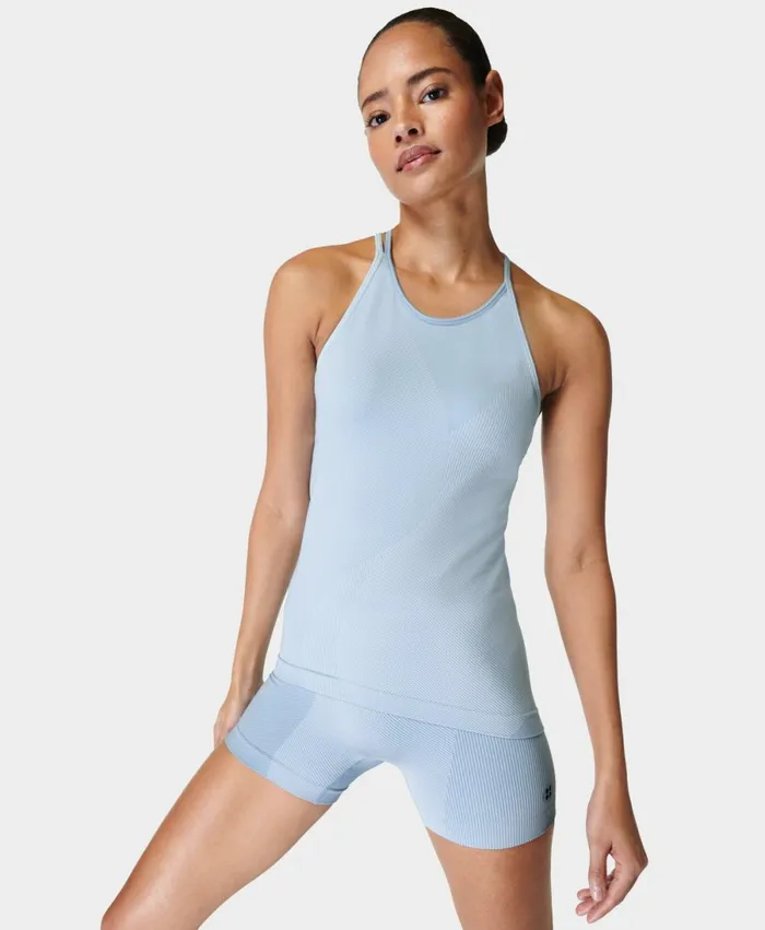Women Infinite Seamless Vest Aluminium Blue Sweaty Betty Vest Tops