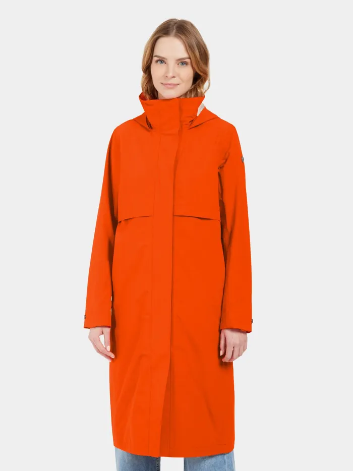 Women Isolde Parka Long Tangerine Red Didriksons Spring Jackets