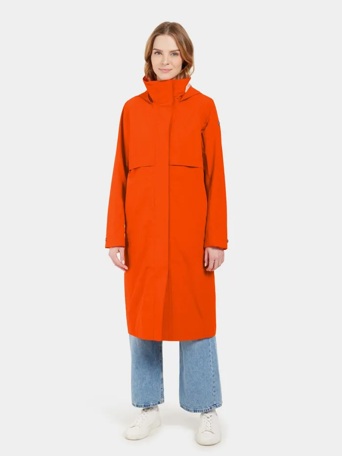 Women Isolde Parka Long Tangerine Red Didriksons Spring Jackets