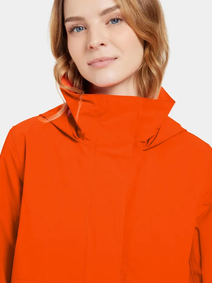 Women Isolde Parka Long Tangerine Red Didriksons Spring Jackets
