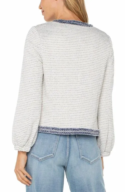 Women Jackets Liverpool Los Angeles Collarless Jacket Cream Navy Boucle