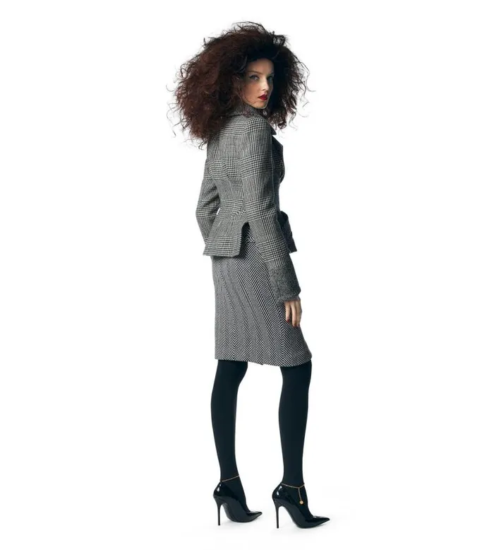 Women Jackets Tom Ford Wool Patchwork Wrap Peplum Jacket Black Chalk Women Jackets Tom Ford Wool Patchwork Wrap Peplum Jacket Black Chalk