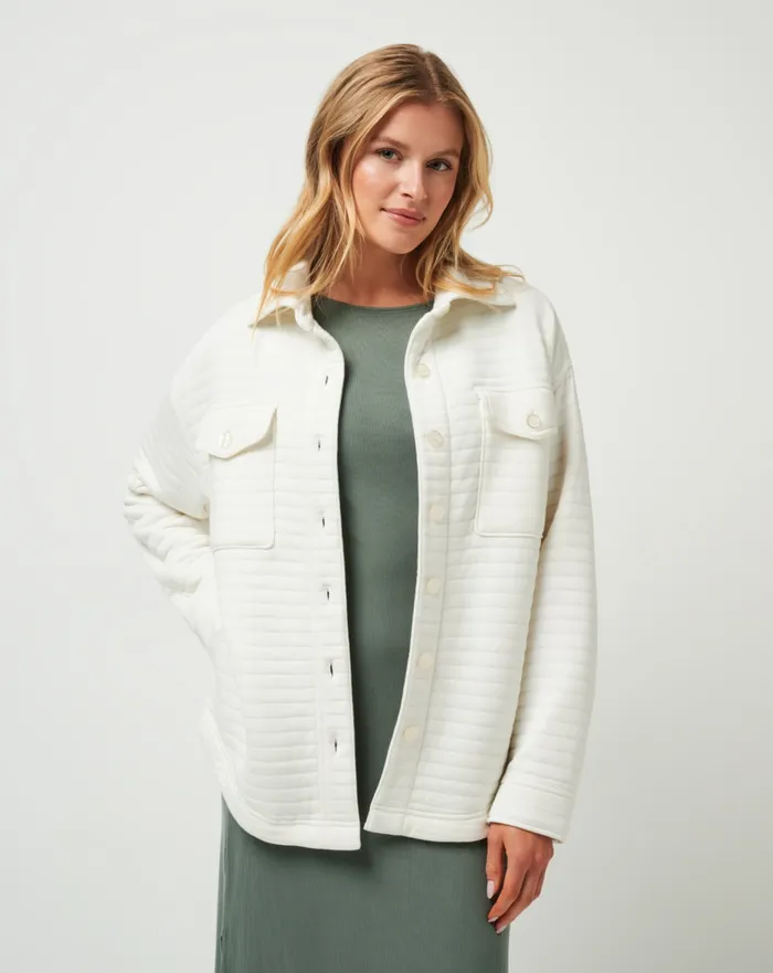 Women Jackets TravisMathew GOLDEN GLOW SHACKET Cloud Dancer